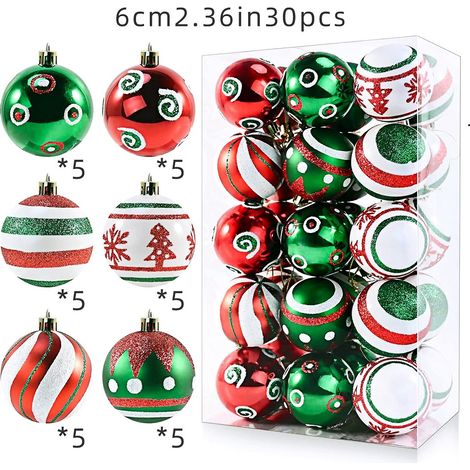 Décorations d'arbre de Noël, Fleurs de Noël, Cime d'arbre pour Sapin de Noël 30 Boules (1/5)