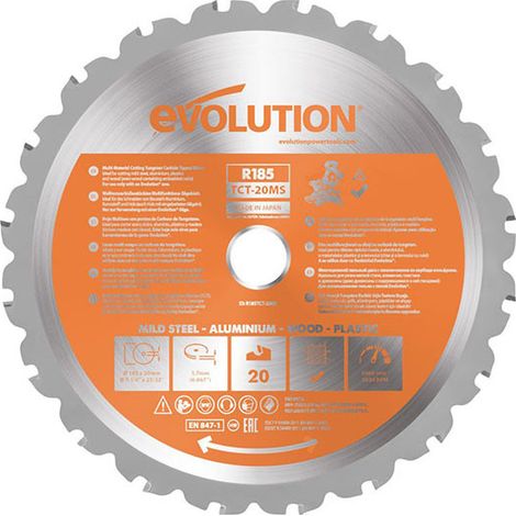 Evolution Multi-Material Mitre Saw Blade 185 x 20mm x 20T (1/5)
