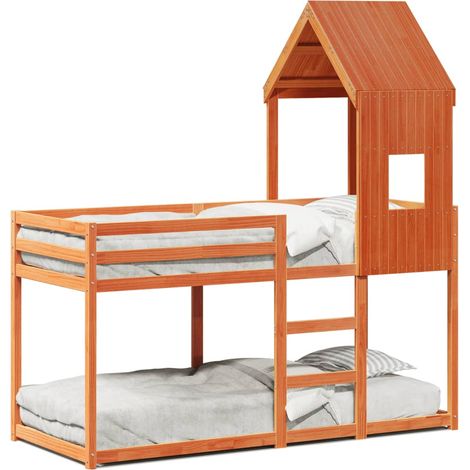 Maison Exclusive - Etagenbett mit Dach Wachsbraun 80x200 cm Massi
