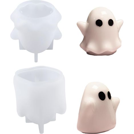 2 Pièces Moule de Bougie en Silicone Halloween Fantôme Moules en Silicone pour Bougies 3D Moules à Bougie en Résine Epoxy Moule Silicone Pour DIY Craft,Décoration de la Maison (1/5)