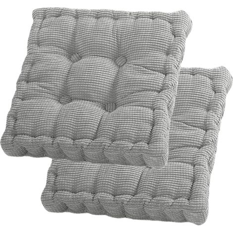 Coussins de siège, lot de 2 coussins de sol, 40 x 40 cm, coussin de chaise, rembourrage en coton, coussins de sol épais, coussin de yoga, lit pour animaux de compagnie, coussin de siège pour intérieur