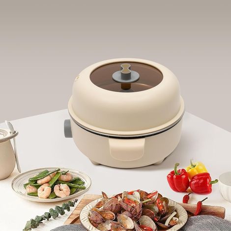 Mini casserole électrique, petite casserole électrique portable de type rond, casserole électrique anti - adhésive de 1,5 l, 21,5 9,5 cm