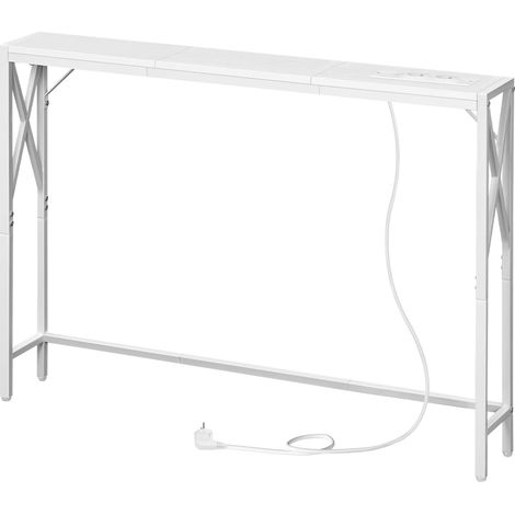 Bout de Canapé avec Station de Charge, Table d’Entrée, Table Console avec Design étroit, Bout de Canapé de Style Vintage, pour Entrée, Hall, Salon, Blanc (1/5)