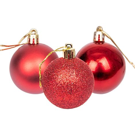 BAUBLES DARK RED 5CM-9PCS SET -PVC (1/5)