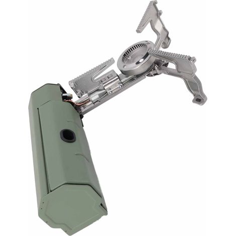 Réchaud à gaz butane pliable et portable (2600 watts) avec cassette et sac de transport pour le camping, la randonnée, la nature et la cuisine en plein air (vert) (1/5)