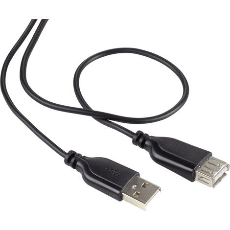 Renkforce USB-Kabel  USB 2.0 USB-A Stecker, USB-A Buchse 1.00 m Schwarz SuperSoft-Ummantelung RF-408 (1/4)