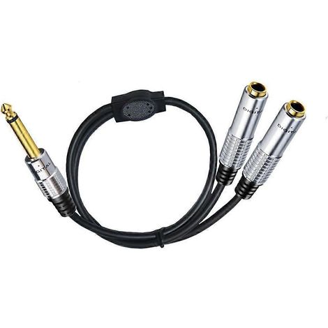Câble répartiteur stéréo adaptateur casque 6,35 mm mâle vers double 6,35 mm femelle