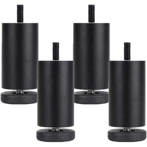QORVA-pieds de meubles réglables, pieds de meubles en alliage d'aluminium, pieds de meubles ronds en métal, pour table, canapé, lit, noir (10 cm) (1/4)