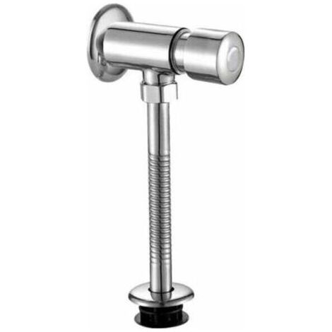 Urinal Flush Valve, Wall Mounted Chrome Urinal Flush Valve Push Button Type Exposed Cabinet Manual Delay Auto Shut Off for Bathroom Toilet (1/4)