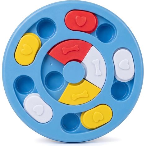 Jouet Interactif Chien, Gamelle Anti Glouton Chien, Puzzle Chien pour Stimulation Mentale et Entraînement, Distributeur de Friandises Antidérapant et Lavable, Bleu, 25x25x4cm (1/5)