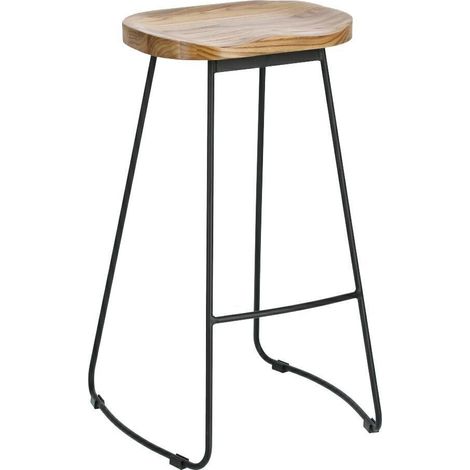 TABURETE DE BAR Cazas 74cm MADERA DE ROBLE Y METAL (1/5)