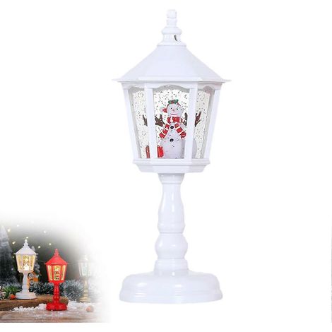 Lanterne de Noël blanche avec boule à neige et Père Noël, lampadaire de table à lumière LED chaude, décoration de Noël, installation facile, pour bureau, tables, salon, entrée (1/5)