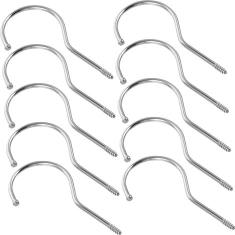 Lot de 10 crochets à vis, inox, pour suspension et rangement (1/5)