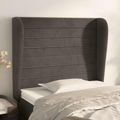 vidaXL Tête de lit avec oreilles Gris foncé 103x23x118/128 cm Velours (1/5)