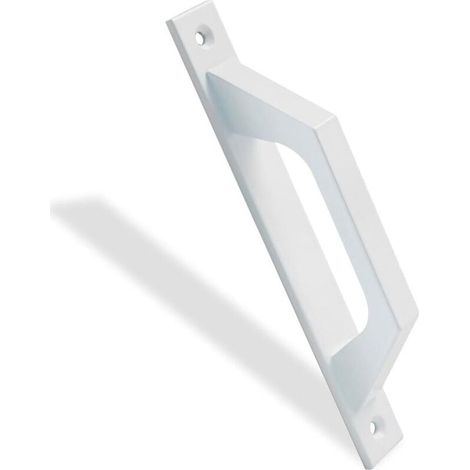 Poignée de porte coulissante ou à charnière en aluminium, 198 x 25 x 40 mm, une poignée droite entièrement fonctionnelle et confortable, blanche. (1/4)