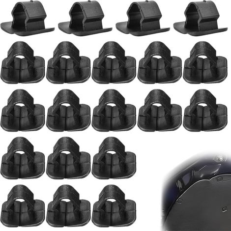 20 pezzi di tappi isolanti per cofano, clip di supporto per cuscinetto isolante per cofano auto, clip di fissaggio per cofano insonorizzante (nero)