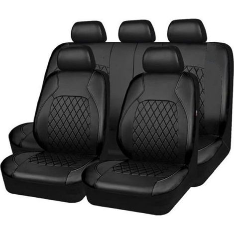 Housse De Siege Voiture - Similicuir PU - Universel - Noir - 9 Pieces (1/5)