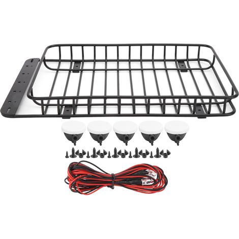 Porte-bagages pour toit métallique avec éclairage LED compatible Traxxas TRX‑4 et Axial SCX10 90046 (1/5)