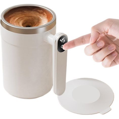 Tasse À Café Électique Avec Themomète LCD Intégé, Tasse À Agitateu Automatique Électique, Vees Électiques echageables USB En Acie Inoxydable, Pou Lait, Café (1/5)