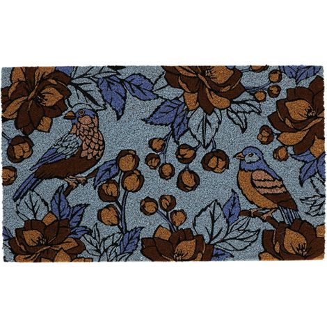 Fußmatte mit Vogel- und Blumenmotiv