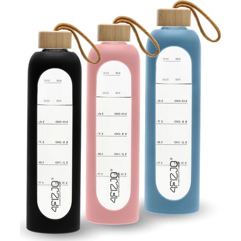 4FIZJO Glas-Wasserflasche 1l Blau