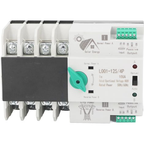 Automatischer 4-poliger 100-A-Wechselstrom-Umschalter (400 V) für Solar- und Netzstrom, für Haushalt und Industrie
