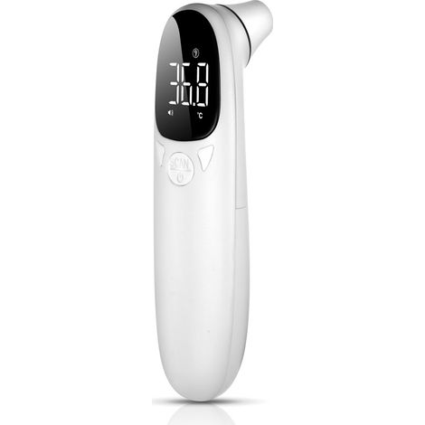 Thermomètre frontal et auriculaire, thermomètre numérique sans contact, thermomètre infrarouge à écran LCD, thermomètre médical pour fièvre, bébés, enfants, adultes et objets (1/5)