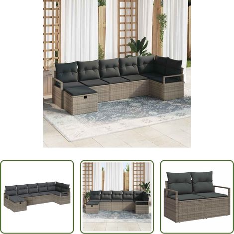 vidaXL Canapé gris - Ensemble de Canapés avec coussin 5 pcs polyrotin (1/5)