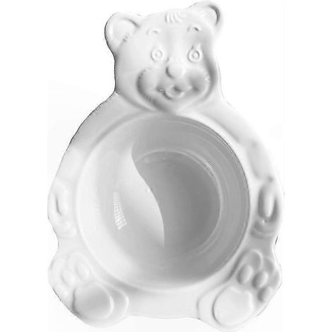 Bol Céramique Adorable en Forme d'Ourson pour Porridge Yaourt Salade Repas Enfant Récipient Maison Assiette Blanc Rose (1/4)