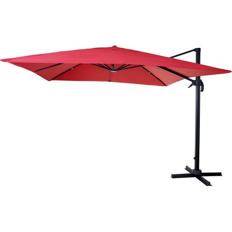 [NON UTILIZZATO] Ombrellone parasole decentrato HHG-436 3x3m rosso senza base