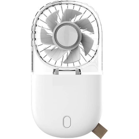 Ventilateur portable de bureau pliable à porter autour du cou, rechargeable par USB, transparent blanc (1/4)