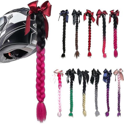 Queue de cheval tressée pour casque de moto, double tresse torsadée avec air - 18 (1/3)