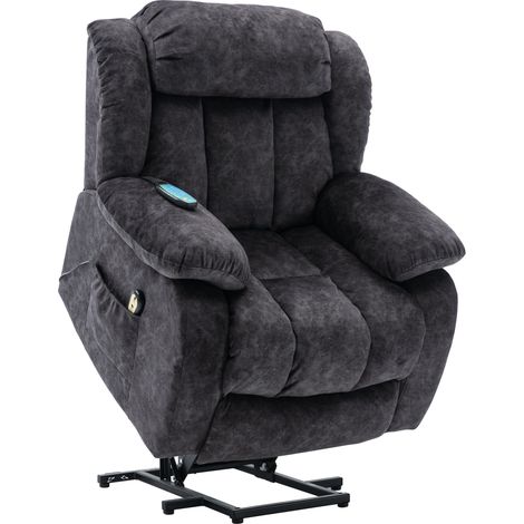 Recliner Chair Power Massage Lift Velvet Armchair with Heat & Vibration, Reclining Mechanism Ergonomic chair, Grey (1/5)