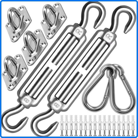 Kit de Fixation de Voile d'ombrage M8 très résistant, kit de Fixation pour auvent en Acier Inoxydable 304 pour Triangle et carré, kit d'accessoires (1/5)