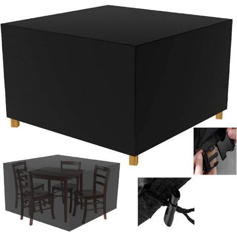 Telo di copertura per mobili da giardino, ampia copertura protettiva per set da salotto quadrato da giardino 120x120x74 cm, nero. (1/5)