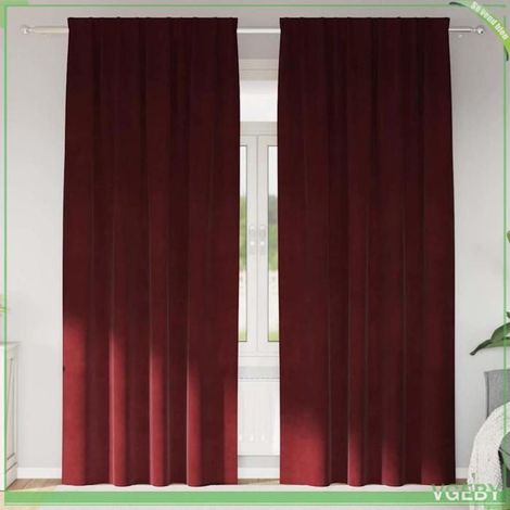 4107307 Rideaux occultants 2 pcs Bordeaux 140 x 260 cm Velours (1/5)