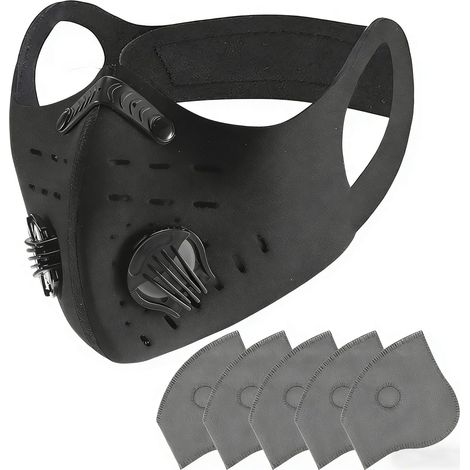 Masque anti-poussière pour le sport, le vélo, le vélo, l'entraînement, avec 5 filtres à charbon actif, pour homme et femme, pour la course, le cyclisme, la moto, le cyclisme, les activités de