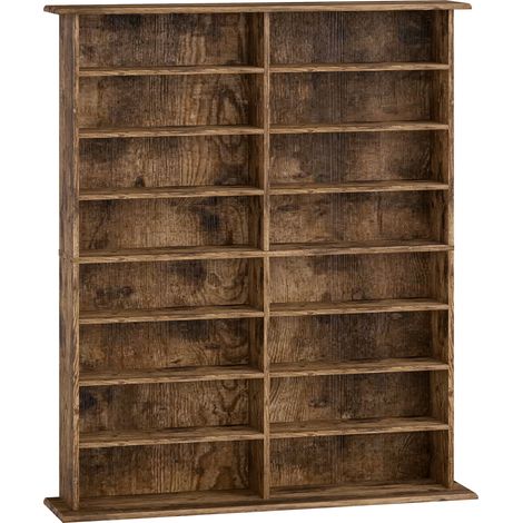 Meuble de rangement CD DVD 16 casiers et 12 tablettes ajustables capacité max 720 CD / 396 DVD Blu-ray marron (1/5)