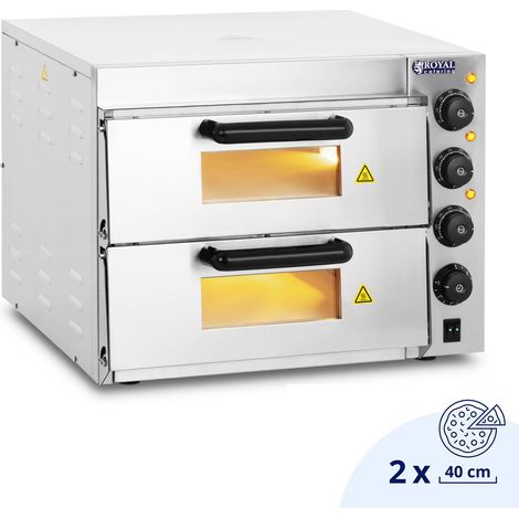 Royal Catering – Four à pizza professionnel 3000W – 2 chambres de cuisson 40 cm – Chaleur réglable – Acier inoxydable pour cuisson optimale (1/5)