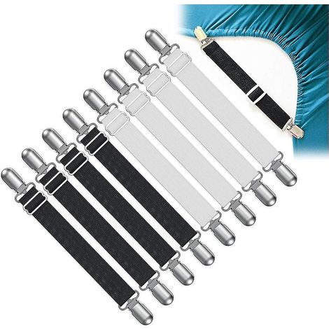 Tendeur de drap de lit réglable 8 pièces, tendeur de drap avec clips métalliques Elasti (1/4)