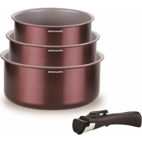 Arthur Martin AM1088 Set de 3 cacerolas granate antiadherente