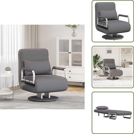 The Living Store Silla giratoria y sofá cama tela gris oscuro - Sofá cama