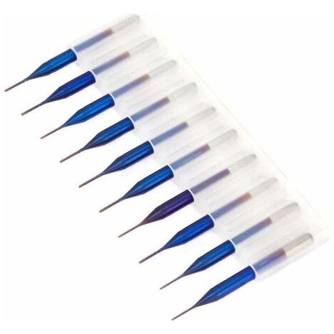 10pcs Cône Fraise en Carbure, Forets Fraises à noyer de Tungstène Bleu Enduit Fraises en Bout pour Machine de Gravure Carte de Circuit Imprimé SCM (0.6mm)