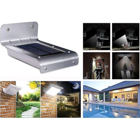 Lampe solaire de sécurité extérieure, lampe solaire LED étanche, éclairage solaire de jardin, applique murale solaire extérieure pour jardin (abat-jour plat)