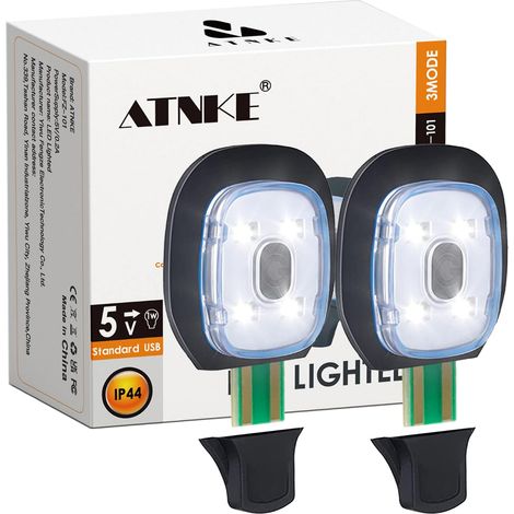 Remplacement 4 LED Bonnet Lampe Frontale,USB Rechargeable Chapeau de Course Ultra Lumineux Étanche Lampe Lumière D'alarme Clignotante Rouge et Bleue/White Light (1/5)