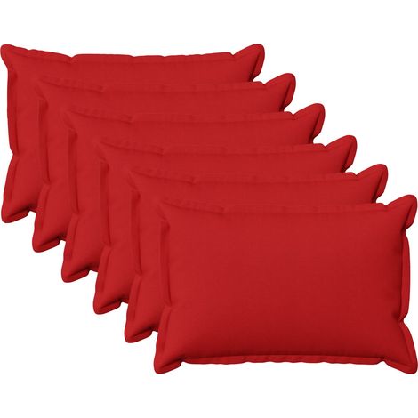 Coussin avec oreiller HOUTEN 6 pièces Rouge Lin synthétique vidaXL