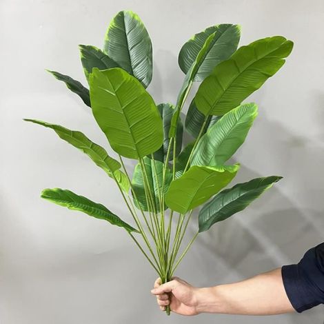 32po 18 Feuilles A - Plante artificielle oiseau du paradis 63 pouces, Faux palmier en Pot, Faux arbre bananie (1/4)