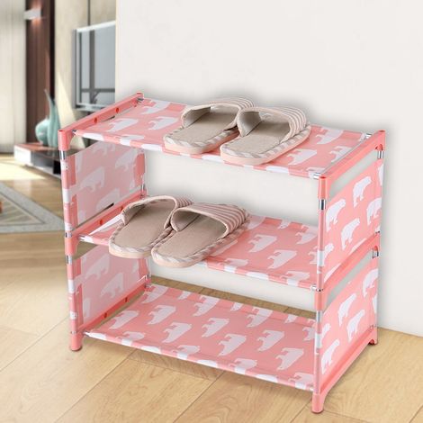 Étagère à chaussures à 3 couches en tissu non tissé à jolis motifs (1/5)