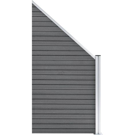 Panneau de clôture de Jardin,design simple WPC 95x(105-180) cm Gris -61996 (1/5)
