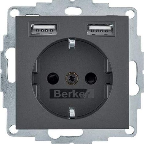 Berker Presa Intermedia SCHUKO USB Antracite